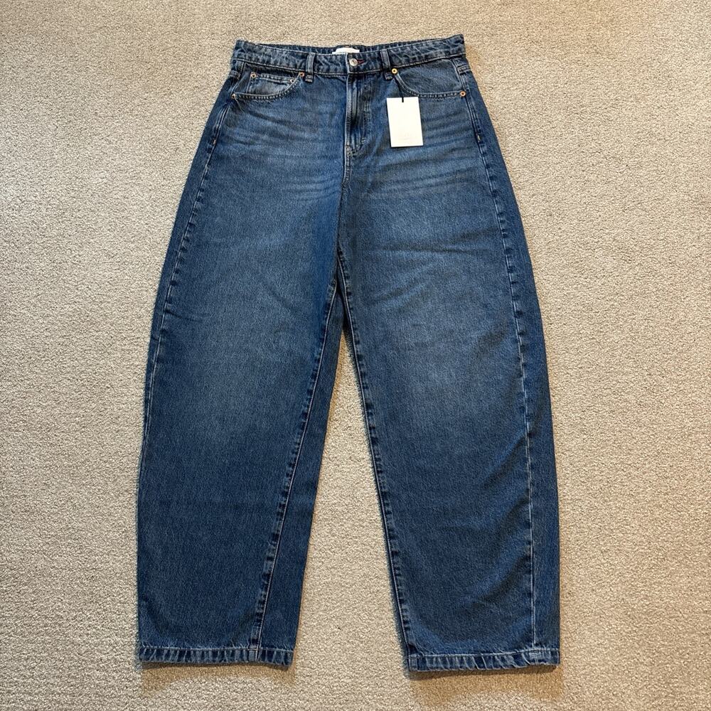 Gap x Victoria Beckham High Rise Arc Jeans Barrel Blue Medium Wash Women 32 NWT